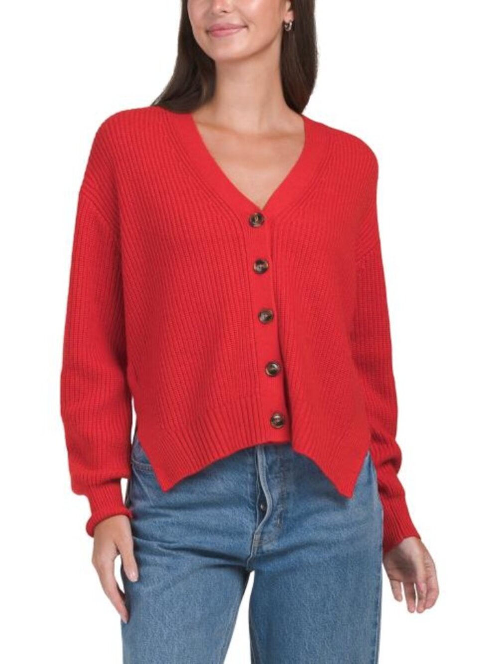 LILLA P Relaxed Side Vent Cardigan